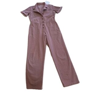 Outerknown Lou Cord Jumpsuit Pink Size Small ALTERED Short Sleeve
